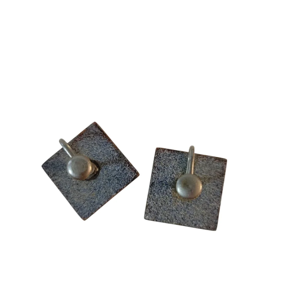 Vintage Enameled Square Screw Back Earrings